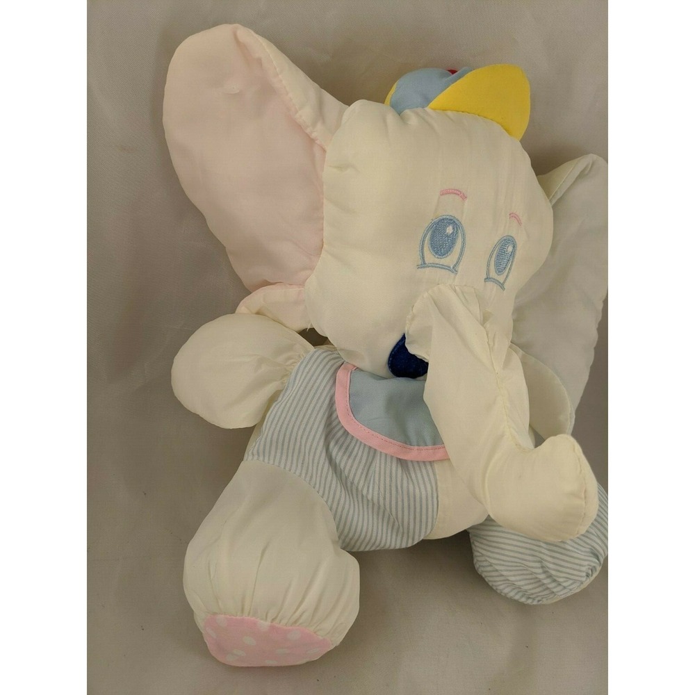 White Elephant Rattle Plush Nylon 12 Inch Stuffed Animal Toy - Picture 2 of 8